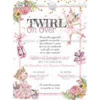 Προσκλητήριο Βάπτισης τη γατούλα μπαλαρίνα TS267