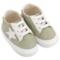 Υφασμάτινο Δετό Sneaker με Δέρμα και Αστέρι στο Πλάι σε Φιστικί Λευκό Χρώμα