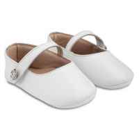 Γοβάκι Μονή Μπαρέτα με Στρασένιο Κουμπάκι σε Λευκό Χρώμα