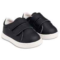 Δερμάτινο Μονόχρωμο  Sneakers Διπλή Μπαρέτα Χρατς σε  Μπλε Χρώμα