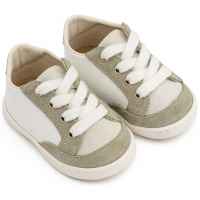 Δίχρωμο Δερμάτινο Δετό Sneakers σε Λευκό Μέντα Χρώμα