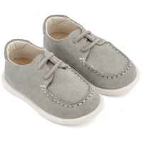 Καστόρινο Δετό Μοκασίνι με Δερμάτινο Κορδόνι σε Γκρι Χρώμα