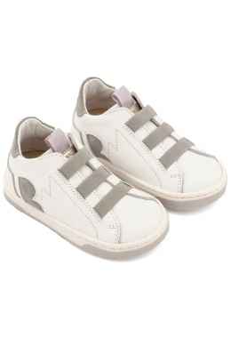 Δερμάτινο Sneaker Παντοφλέ με Λαστιχάκια σε Λευκό Γκρι Χρώμα