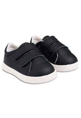 Δερμάτινο Μονόχρωμο  Sneakers Διπλή Μπαρέτα Χρατς σε  Μπλε Χρώμα