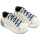 Δερμάτινο Δετό Sneaker με Δίχρωμο Κορδόνι σε Λευκό Μπλε Χρώμα