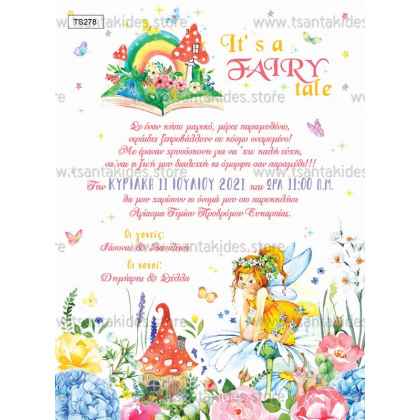 Προσκλητήριο Βάπτισης νεράιδα στο μαγεμένο δάσος TS278