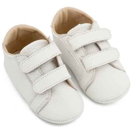 Δερμάτινο Sneaker Διπλή Μπαρέτα Χρατς  σε Λευκό Χρώμα