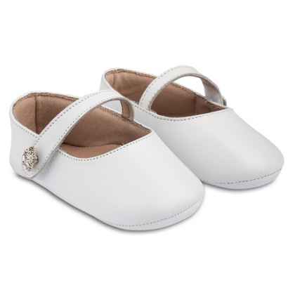 Γοβάκι Μονή Μπαρέτα με Στρασένιο Κουμπάκι σε Λευκό Χρώμα