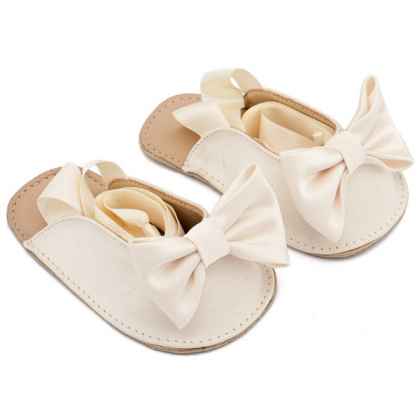 Υφασμάτινο Γαλλικό Σαμπό με Σατέν Φιόγκο σε Εκρού Χρώμα