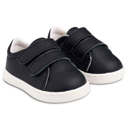 Δερμάτινο Μονόχρωμο  Sneakers Διπλή Μπαρέτα Χρατς σε  Μπλε Χρώμα