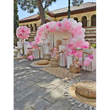 Στολισμός βάπτισης αρκουδάκι teddy bear pink